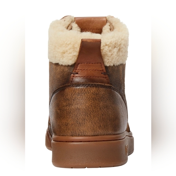 Men's Polo Ralph Lauren Brown Leather Shearling Court High Top Sneakers New - Picture 10 of 10